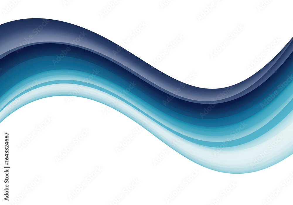 Poster abstract blue wave flowing smoothly with gradient colors isolated on transparent background