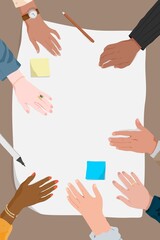 Obraz premium Business frame background, diverse hands in meeting
