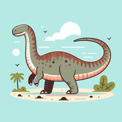 cute apatosaurus dinosaur illustration 