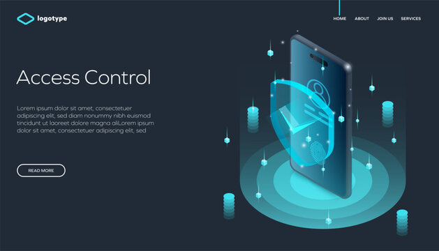 Futuristic smartphone interface with a holographic shield and fingerprint icon, symbolizing secure access, identity protection, and advanced mobile technology on a glowing dark background.