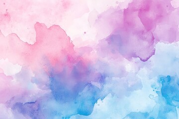 Fototapeta premium Soft pastel watercolor background with light pink, blue, and purple abstract shapes for elegant design layout
