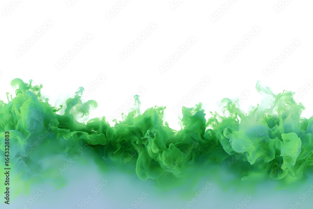 Aufkleber vibrant green and turquoise smoke effect creating dynamic abstract shapes against white background, 