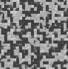 Abstract geometric pattern creating optical illusion with grayscale squares