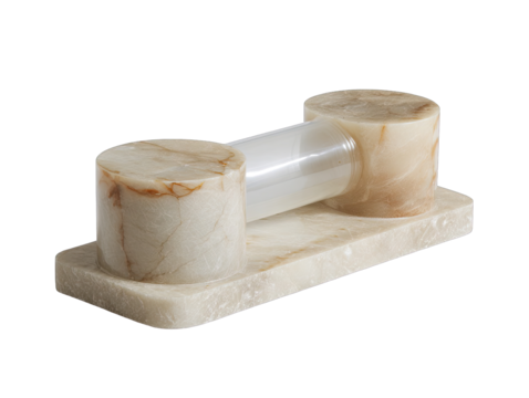 Beige marble base, clear tube, art decor