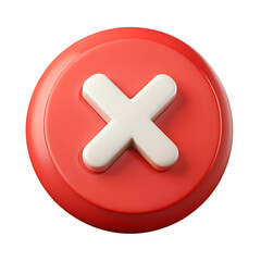 Obraz premium 3D Red Button with White Rejection Symbol.