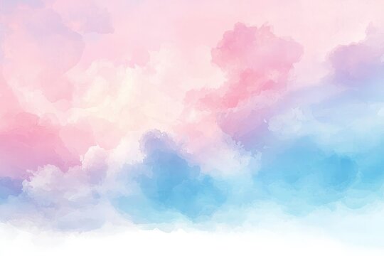 Dreamy soft pastel pink and blue watercolor sky background with smooth gradient and subtle texture for graphic design