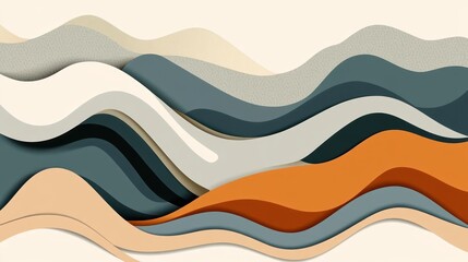 Abstract Multi Layered Paper Cut Style Background with Wavy Shapes