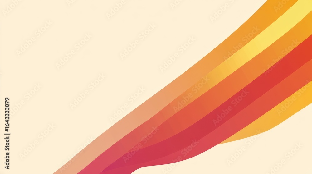 Poster retro gradient stripes on soft peach background with copy space