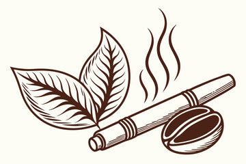 Tobacco Leaves Cigarette and Coffee Bean vector illustration