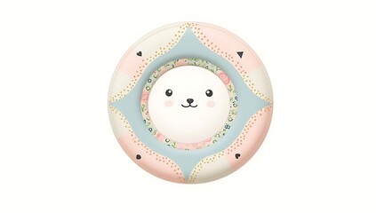 "Abstract minimalist logo of a bubble wrap pop tester, playful dotted pattern, pastel colors, rounded shapes, quirky modern branding"

