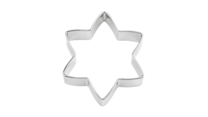 Stainless steel starshaped cookie cutter isolated on the transparent background for baking, pastry, holiday, christmas, festive treats