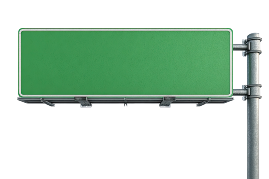 Empty highway sign, green, metal frame