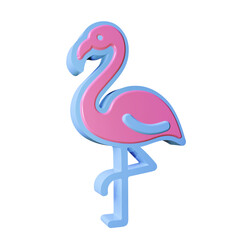 3d Render Playful Pink and Blue Flamingo icons Toy on Transparent Background
