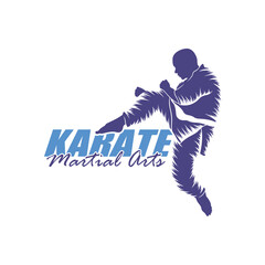 Karate logo design vector. Silhouette Karate Fighter Template Illustration