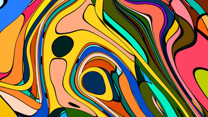 Close up of swirling vibrant colors creating an abstract fluid, and psychedelic pattern design effect
