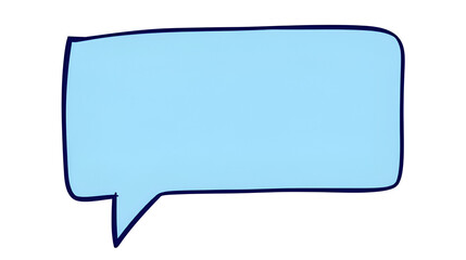 Cartoon blue speech bubble doodle sticker, quote message box, blank chat box element, frame border, banner