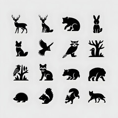 Obraz premium Charming collection of stylized woodland creature icons for nature projects