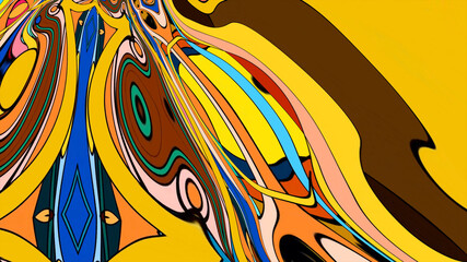 Close up of swirling vibrant colors creating an abstract fluid, and psychedelic pattern design effect

