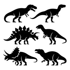 Dynamic dinosaur silhouettes capture prehistoric power for educational and design projects