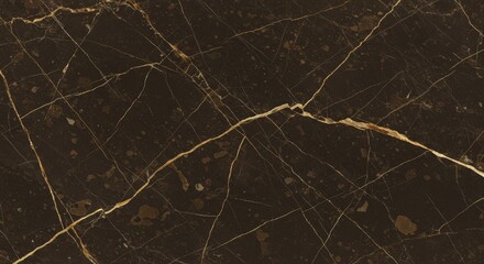 Dark Brown Marble Texture with Golden Veins.