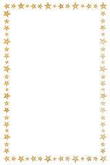 Gold sparkling star rectangular border frame on transparent blank ground