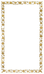 Vintage gold floral transparent frame, featuring public domain artworks