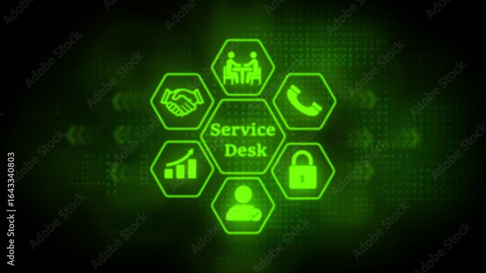 Poster a glowing green hexagonal interface highlights the concept of 