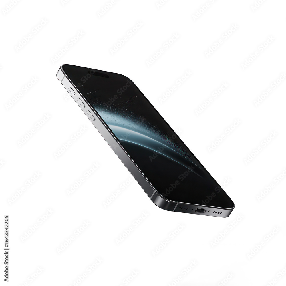 Poster modern smartphone displaying a sleek abstract design isolated on transparent background