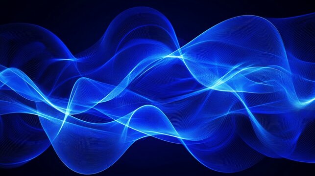Abstract Technology Chart with blue line waves on a dark background for digital connections