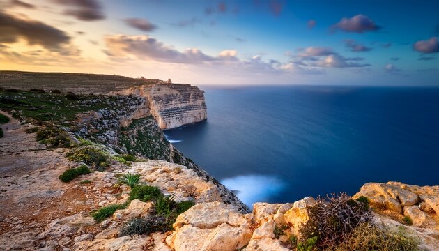 dingli cliffs coast of malta long exposure picture june 2023