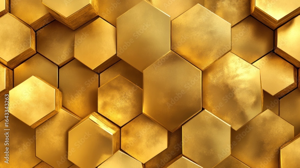Poster luxurious golden hexagon pattern for modern design applications