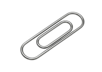 A single metal paperclip isolated on transparent background, a common office supply used for fastening papers together