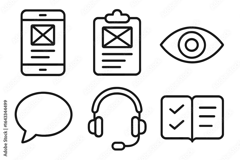 Poster visual representation of user interaction elements designed for digital applications in a modern wor