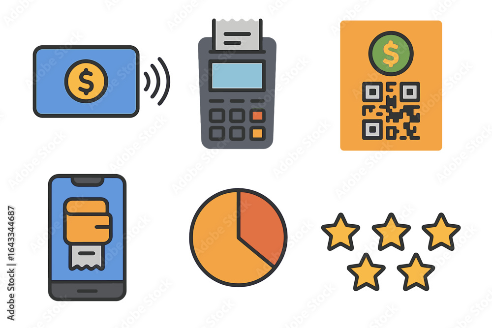 Poster digital payment technology showcases various methods for transactions including qr codes and mobile 