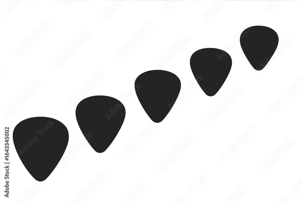 Aufkleber guitar picks arranged in a line creating a rhythmic visual pattern