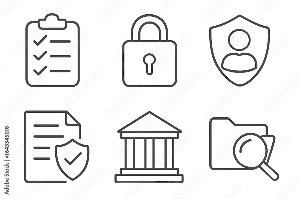 Poster secure documentation process with checklist, padlock, and organizational symbols for compliance and 