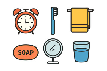 Daily hygiene essentials for a fresh morning routine in a bathroom setting