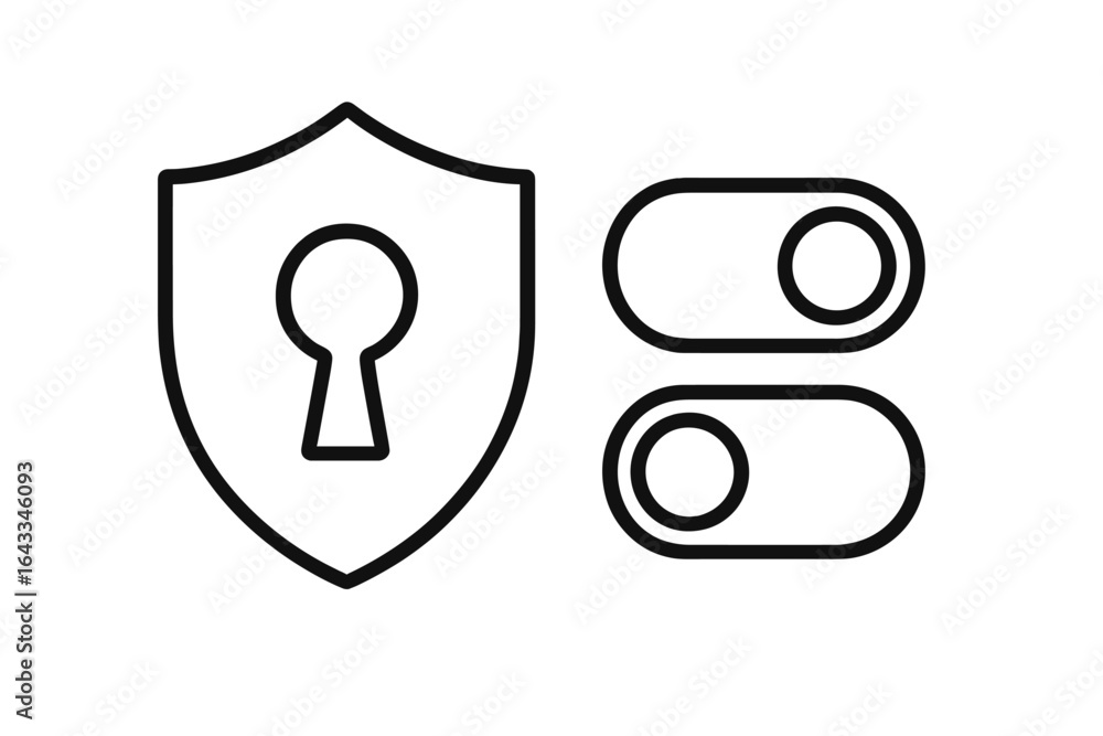 Poster security icons representing data protection and privacy settings in a digital environment