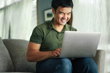 asian man work using computer hand typing laptop keyboard contact us.student study learning education online.adult professional people chatting search at office.concept for technology device business