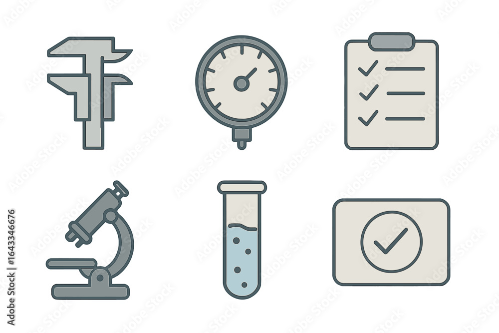 Poster various laboratory instruments and tools used for scientific experiments and measurements displayed 
