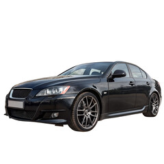 Obraz premium Black Car PNG – Realistic Vehicle Isolated on Transparent White Background