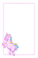 Rectangle frame pink unicorn design element