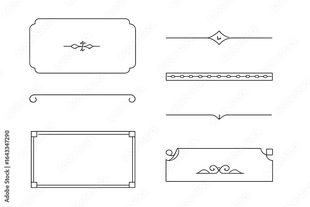 Poster decorative line art elements for graphic design projects or invitations showcased on a simple backgr