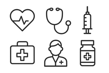 Health care symbols represent medical services and public health during recent pandemic challenges
