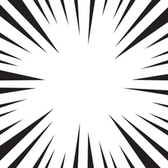 Manga comic explosion, motion or movement effect, vector background. Manga anime cartoon radial speed lines and abstract pattern for comic book burst, flash ray or explode bang action.