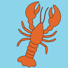 Lobster Seafood Animal Retro Style Poster. Mediterranean Food Amalfi Vintage Art Style. Cafe Restaurant Menu Page Illustration. Cartoon Vibrant Summer Resort Vacation Holiday Advertising Flyer Card