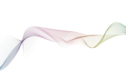 Abstract Multicolor Wave Lines on White Minimal Background
