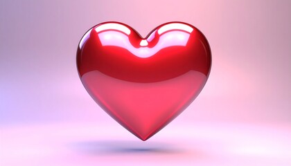 Red heart floating on a pastel background