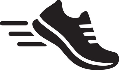 Dynamic Running Shoe Icon Symbolizing Speed and Agility for Fitness and Active Lifestyle Related Designs