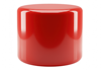 Shiny red plastic round cap isolated on transparent background